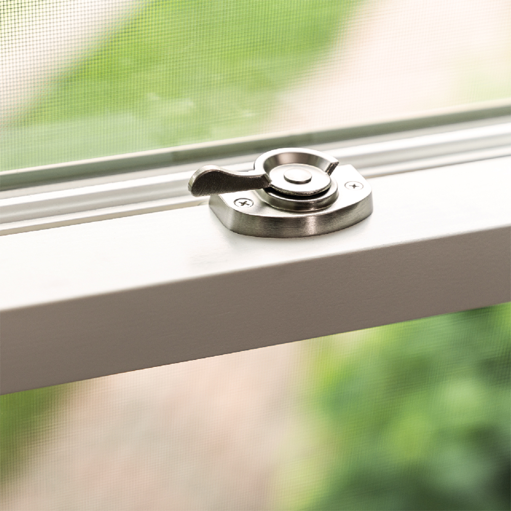 Latching system on Ultimate Double Hung Insert G2 with Satin Nickel hardware