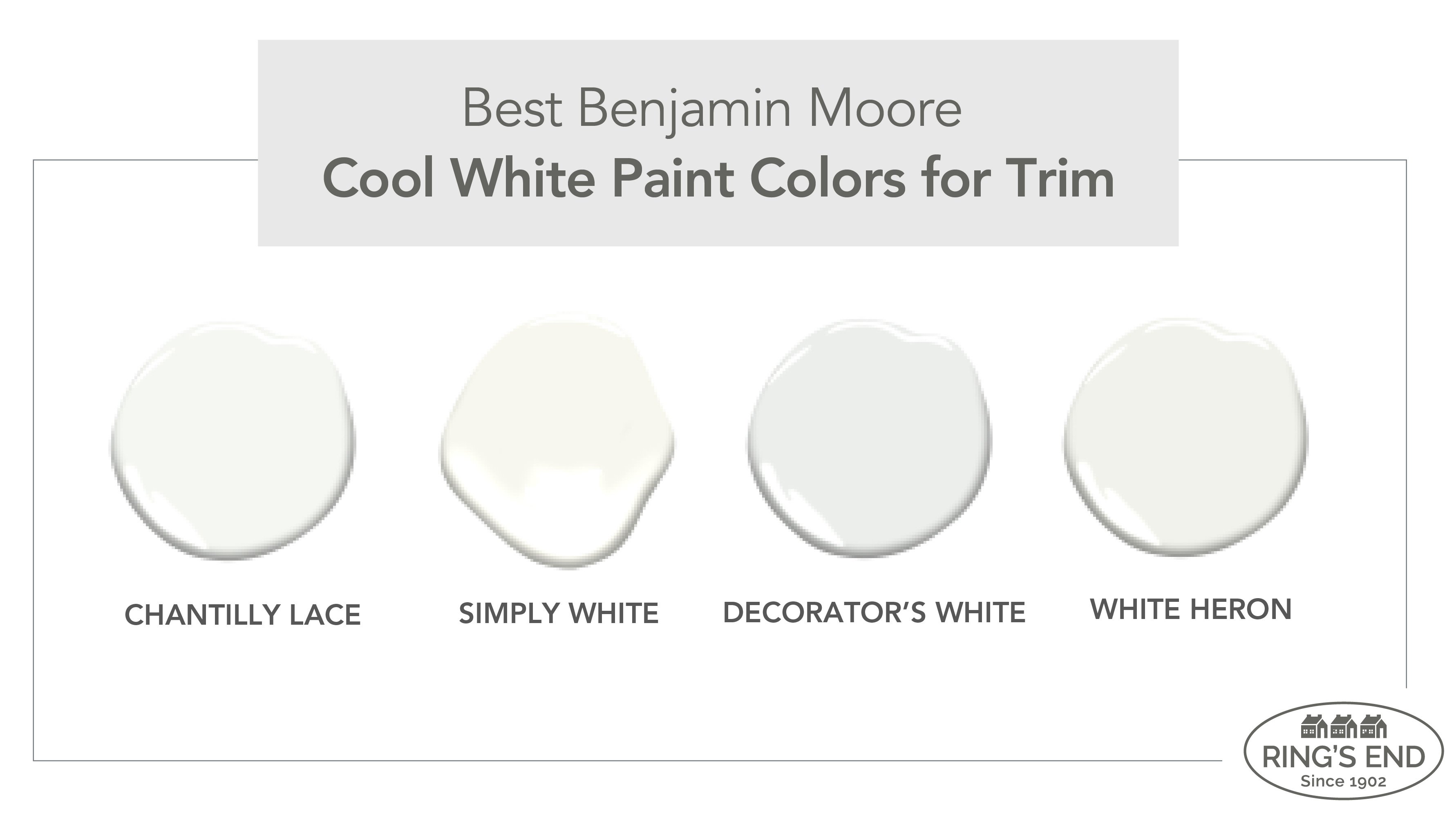Best Benjamin Moore cool white paint colors for trim