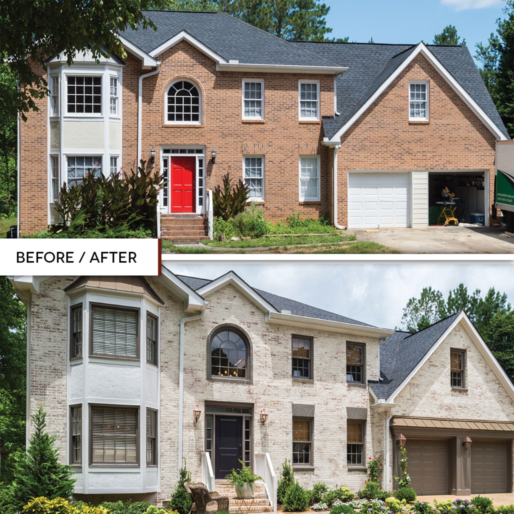 10 Before and After Gorgeous Lime Washed Brick Houses -- Ring's End