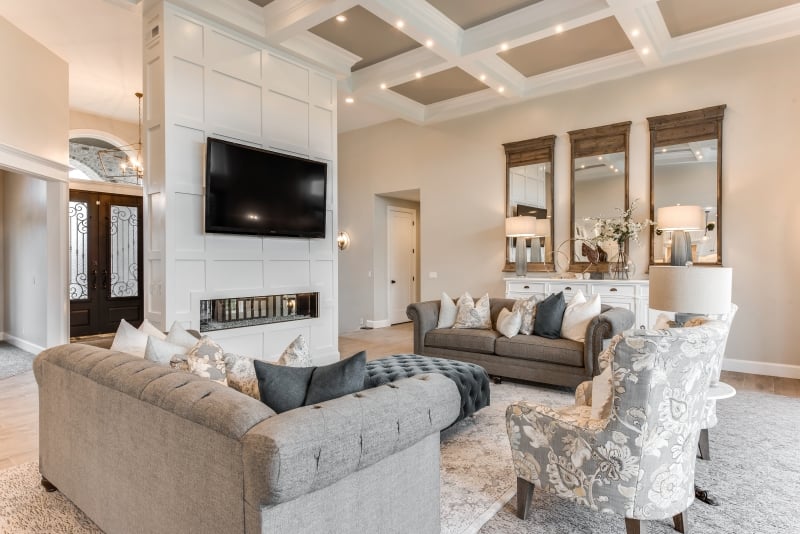 Great room with Collingwood wall paint, Elevation Homes