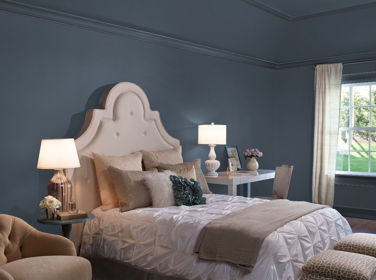 Benjamin Moore Hale Navy all-over bedroom color