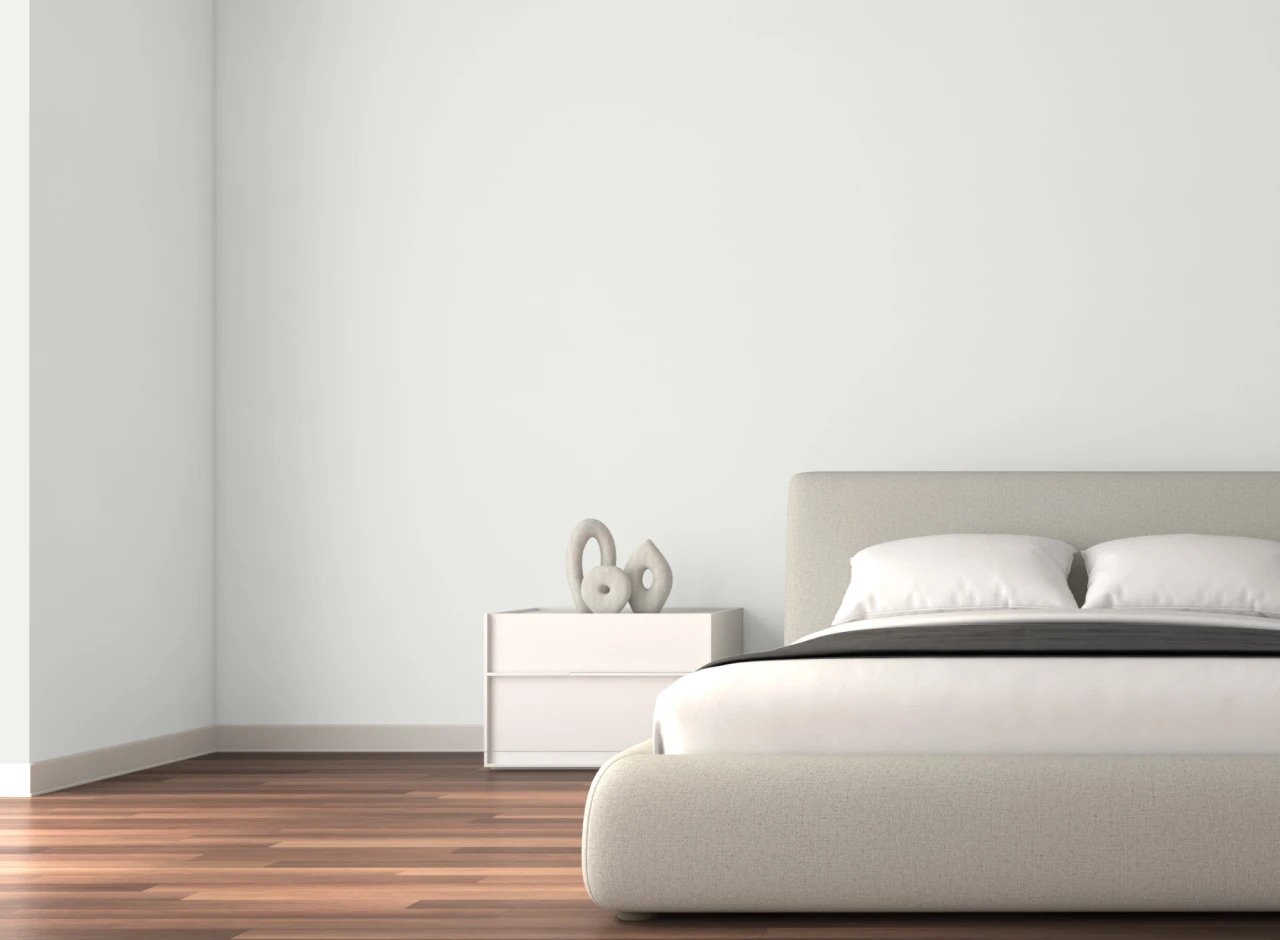 Bedroom with Benjamin Moore Oxford White Walls