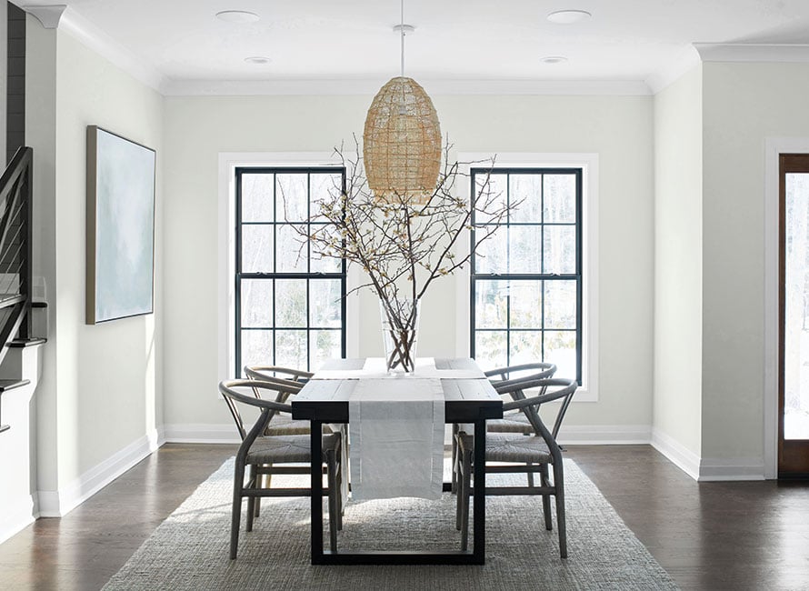 Dining room in Benjamin Moore Paper White