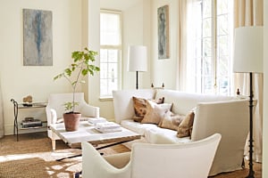 Living room painted in Benjamin Moore Off White paint color