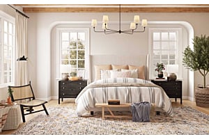 Benjamin Moore Balboa Mist paint color in a bedroom