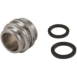 Plumb Pak PP800-60LF Faucet Aerator Adapter, 15/16-27 x 55/64-27 x 3/4 in Male x Female x MHT, Chrome