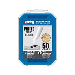 Kreg White Hole Plug, 1-3/4 in. Long, 5/8 in. Diameter, Plastic, 50 Count