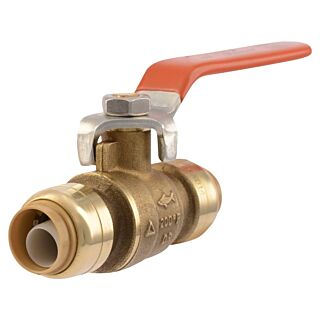 SharkBite 22222-0000LF Ball Valve, 1/2 in Push-Fit x 1/2 in Push-Fit, 2 Ports/Ways, Brass