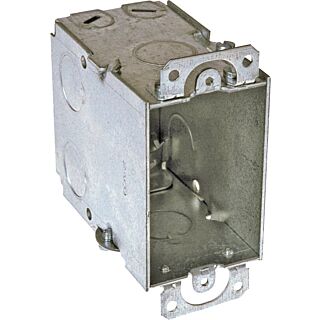 RACO 8601 Switch Box, 1-Gang, 7-Knockout, Ear Mounting, Galanized Steel