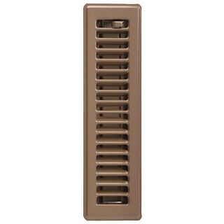 Imperial RG2000 Floor Register, 12 in W x 2-1/4 in H Duct Opening, Steel, Brown