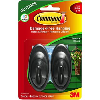 3M Command Terrace Hook, Slate, 2 Pack