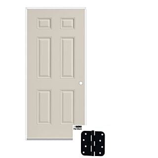 JELD-WEN 36 in. x 80 in. 6 Panel Colonist Smooth Fiberglass Door, Left-Handed Unit, 4-9/16 Jambs, 20-Minute Fire Rating