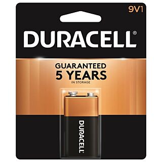 DURACELL MN1604B1Z Alkaline Battery, 9 V Battery, Manganese Dioxide, 9 V Battery