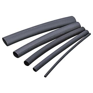 GB HST-125 Heat-Shrink Tubing, 1/8 to 1/16 in Dia, 4 in L, Polyolefin, Black
