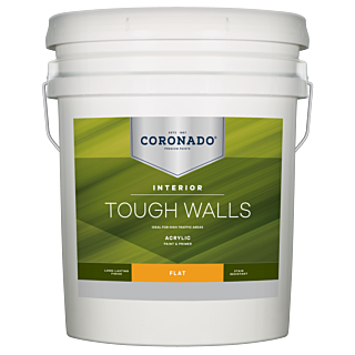 Coronado Tough Walls Interior Paint, Flat, White, 5 Gallon