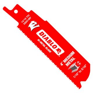 Diablo 4 in. Bi-Metal Reciporcating Blade for Medium Metal Cutting, 5 Pack