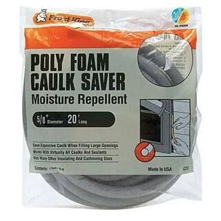 Frost King Caulk Saver for Gaps & Joints, Poly Foam, Gray, 5/8 in. x 20 ft.