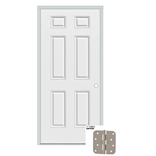 JELD-WEN 36 in. x 80 in. 6 Panel Colonist Steel Door, Left-Handed Unit, 4-1/2 -5-1/2 Adjustable Jambs, 90-Minute Fire Rating