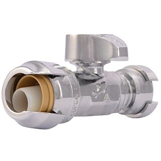 SharkBite 23049-0000LF Stop Valve, 1/2 x 1/4 in Compression, Brass, Chrome