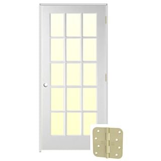 Frameport PR-1515 32 in. x 80 in. Primed, 15 Lite French Ovolo Interior Left-Handed Door Unit