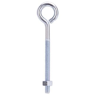 Prosource LR272 Eye Bolt, 1/4 in Thread, 1/4 in Dia Eye, Steel, Zinc