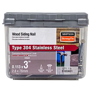 Simpson Strong-Tie, 3 in. x 0.113 in., Annular Ring Shank, Wood Siding Nail, 304 Stainless Steel, 1 lb.