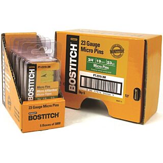 Bostitch PT-2319-3M Collated Pin Nail, 3/4 in L, Steel, Bright