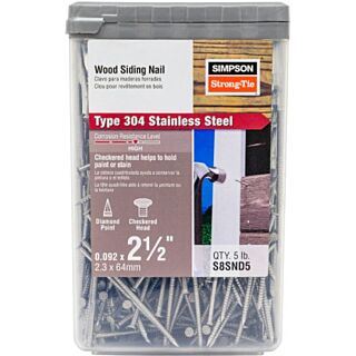 Simpson Strong-Tie, 2-1/2 in. x 0.092 in., Annular Ring Shank, Wood Siding Nail, 304 Stainless Steel, 5 lb. 