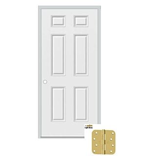 JELD-WEN 36 in. x 80 in. 6 Panel Colonist  Steel  Door, Right-Handed Unit, 4-1/2 -5-1/2 Adjustable Jambs, 90-Minute Fire Rating