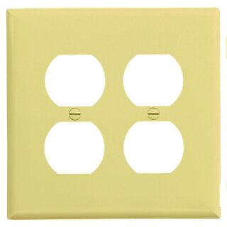 Eaton Wiring Devices PJ82V Mid-Size Duplex and Single Receptacle Wallplate, 2-Gang, Polycarbonate, Ivory