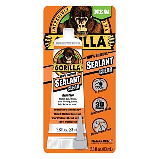 Gorilla, Silicone Sealant, Clear, 2.8 oz.
