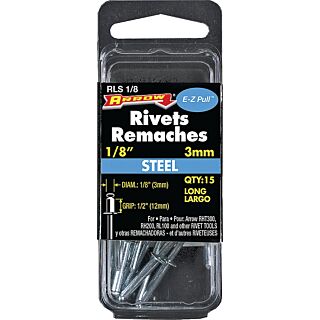 Arrow  ⅛ in. Pop Rivet,  ½ in. Long, Steel, 15 Count