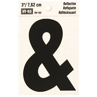 HY-KO RV-50/& Reflective Sign, Character &, 3 in H Character, Black Character