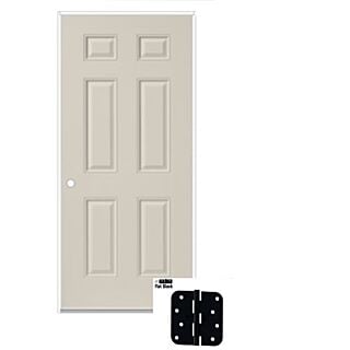 JELD-WEN 36 in. x 80 in. 6 Panel Colonist Smooth Fiberglass Door, Right-Handed Unit, 4-9/16 Jambs, 20-Minute Fire Rating
