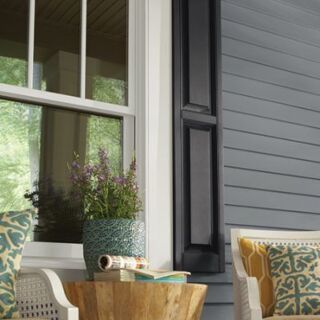 PlyGem Black Raised 2 Panel Shutters, 15 in. x 55 in., 1 pair