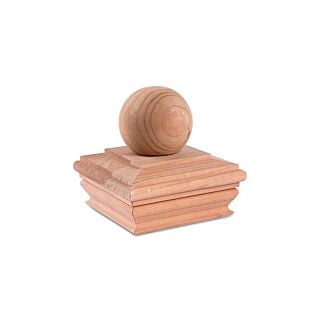Woodway Post Cap, Cedar - Ball Top Style, Fits 4 x 4 Wood Post