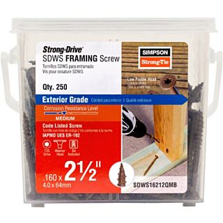 Simson Strong-Tie, Strong-Drive® 2-1/2 in. x 0.160 in. SDWS™ Framing Screw, Quik Guard® Tan, 250 Count
