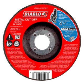 Diablo 4-1/2 Metal Cut Off Disc - Type 27