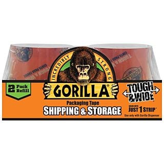 Gorilla Tape, Packaging Tape, 2.83 in. x 30 yds., Crystal Clear, 2-Pack