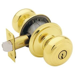 Schlage Georgian F51A VGEO505K4 Keyed Entry Knob, 1-3/8 to 1-3/4 in Thick Door, Brass/Zinc