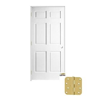 JELD-WEN 34 in. x 80 in. 6 Panel Colonist Smooth Finish Solid Core Interior Right-Handed Door Unit