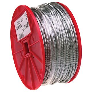 Campbell 7000427 Aircraft Cable, 340 lb Working Load Limit, 500 ft L, 1/8 in Dia, Galvanized Steel