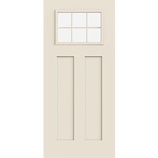 JELD-WEN 36 in. x 80 in. Left-Handed 6 Lite 2 Panel Smooth-Pro SP866 Craftsman Fiberglass Exterior Door Unit