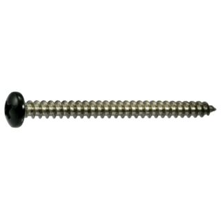 MIDWEST #8 x 2 in. Black Painted 18-8 Stainless Steel Phillips Pan Head Sheet Metal Screws, 30 Count