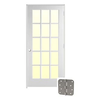 Frameport PR-1515 36 in. x 80 in. Primed, 15 Lite French Ovolo Interior Left-Handed Door Unit