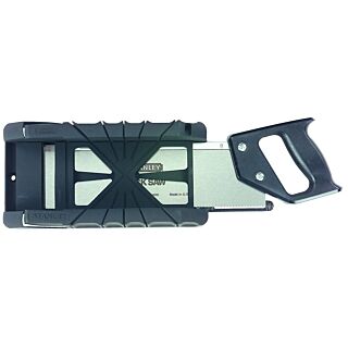STANLEY 19-800 Mitre Box with Saw, 12 in W Cutting, 22.5, 45, 90 deg Cutting Slot, Gray