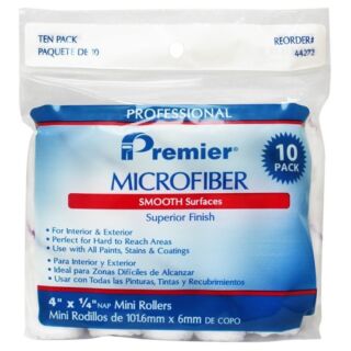 Premier Microfiber 4 in. x 1/4 in. Mini Roller Cover, 10-Pack