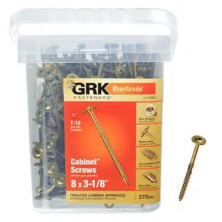 GRK #8 x3-1/8 in. Low Profile Cabinet™ Screws. Pro-Pack, 270 Count