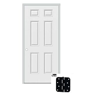 JELD-WEN 36 in. x 80 in. 6 Panel Colonist Steel Door, Right-Handed Unit, 4-1/2 -5-1/2 Adjustable Jambs, 90-Minute Fire Rating