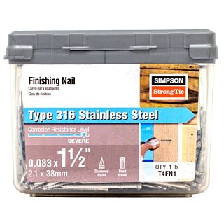 Simpson Strong-Tie, 1-1/2 in. x 0.072 in., Finishing Nail, 316 Stainless Steel, Brad Head, 1 lb.
